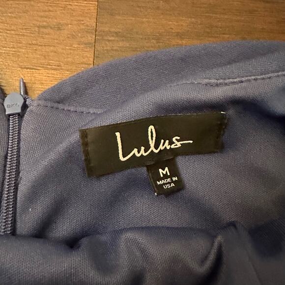 Lulu's Season of Fun blue off-the-shoulder fit & flair mini dress size M - Picture 8 of 13